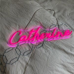 Custom Neon Name Sign - "Catherine" Hot Pink Script